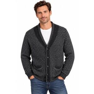 Rag & Bone Men's Cardigan Sweater Size Medium Shawl Collar Pockets Black Grey